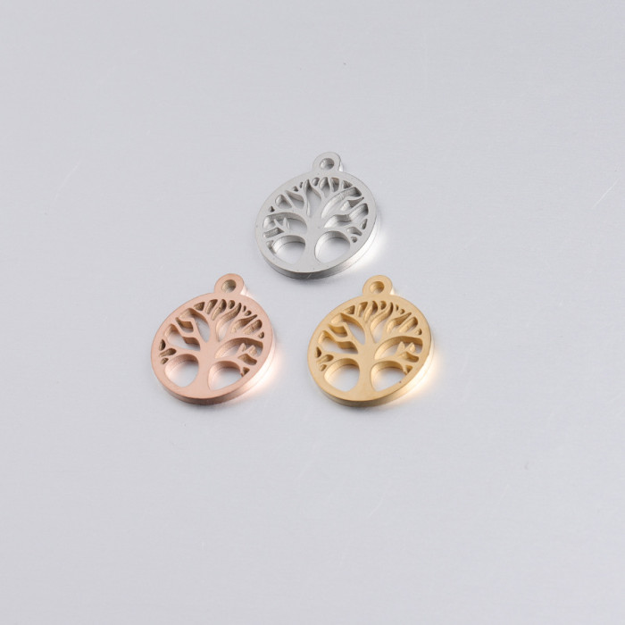 Hollow Lucky Tree Pendant Parts Stainless Steel DIY Ornament Accessories 15 * 17mm