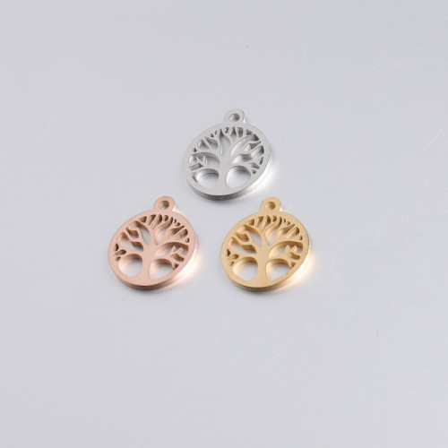 Hollow Lucky Tree Pendant Parts Stainless Steel DIY Ornament Accessories 15 * 17mm