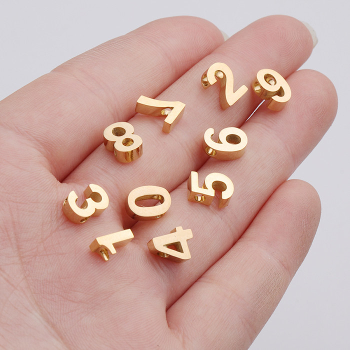 Stainless Steel Mirror Digital Small Hole Beads 0-9 Ornament Accessories DIY Digital Beads Pendant