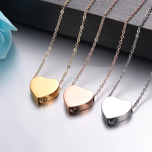Heart Stainless Steel Can Be Open Commemorate Heart Love Pets Relatives Cremains Pendant Commemorative Perfume Bottle Necklace