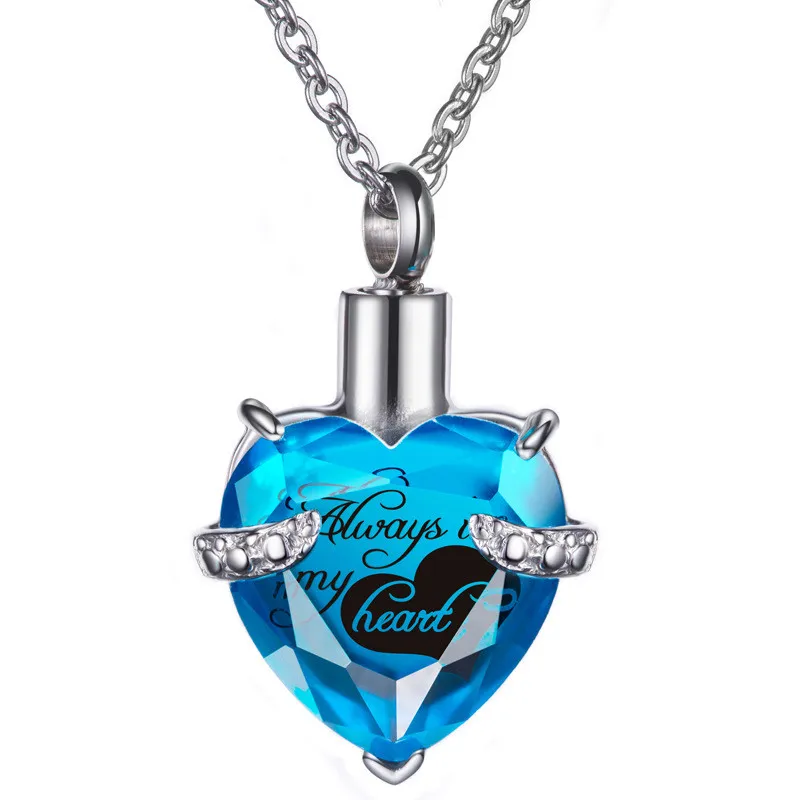 Stainless steel Vintage Cremation Bone Ashes Pet Urn Pendant Necklace Retro Angel Wings Heart Pray Memorial Keepsake Jewelry