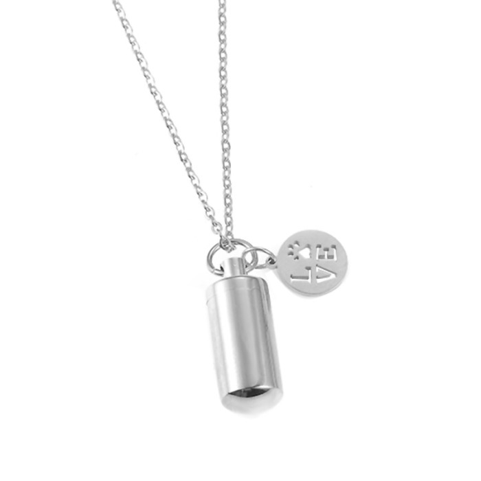 Pet Dog Paw Charm Cylinder Memorial Urn Necklace Stainless Steel Keepsake Pendant Ashes Holder Cremation Jewelry
