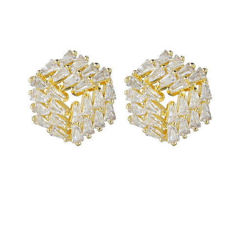 925 Silver Needle High Class Elegant Stud Earrings Girls Geometric Hexagonal Korean Style Earrings 1722