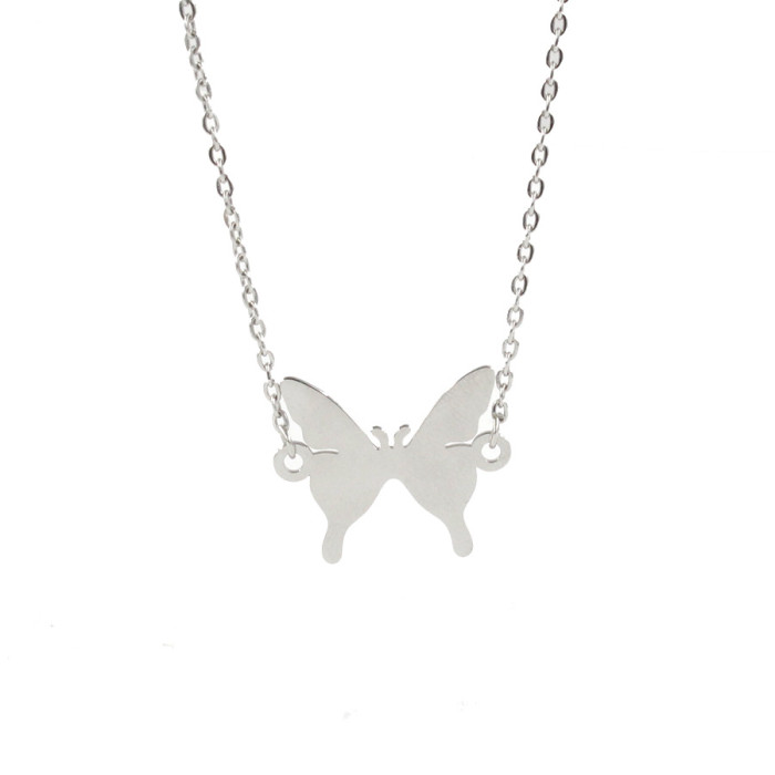 Stainless Steel Butterfly Pendant Necklace Exquisite Lady Temperament Clavicle Chain