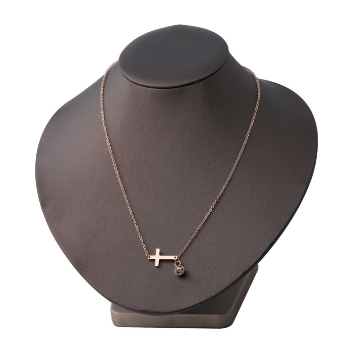 Simple Personalized  Style Hip Hop Necklace Stainless Steel Cross Shelf Birthday Stone Pendant