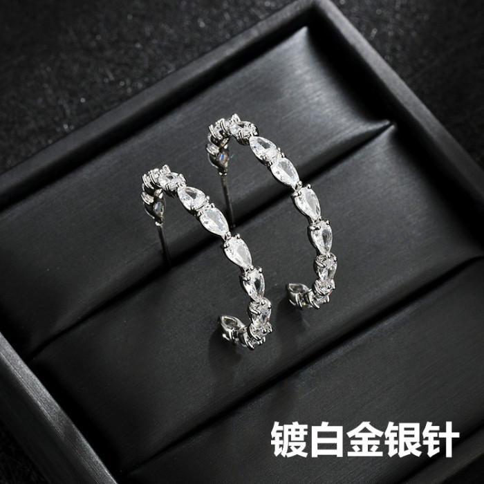 S925 Sterling Silver Needle Trendy Earrings Ear Ring Girls Simple Graceful Korean Style Personalized U-Shaped Hoop Earring  1471