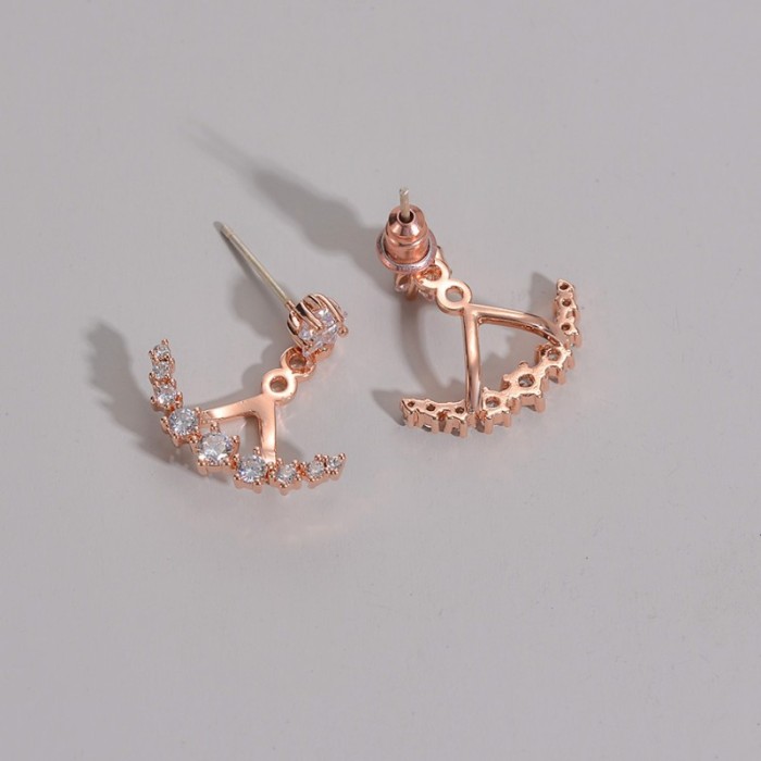Xingyue Double Ear Studs Korean Same Style French Earrings S925 Sterling Silver Needle Zircon Earrings