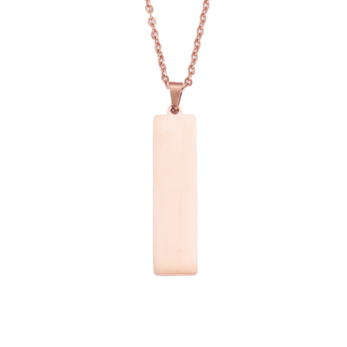 Personalized Fashion Geometry Pattern Necklace DIY Stainless Steel Rectangular Strip Laser Pendant