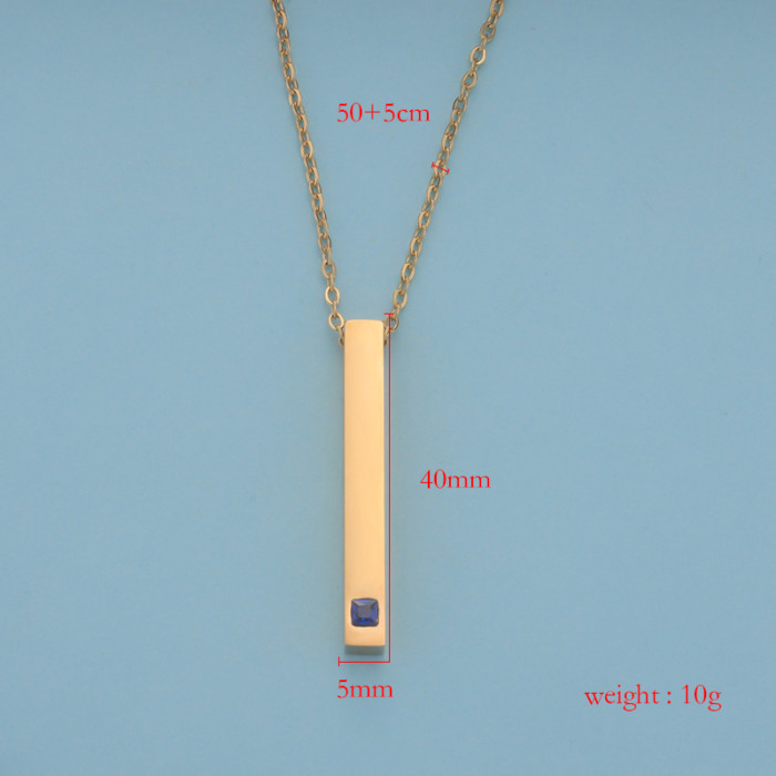 Fashion Couple Cuboid Necklace DIY Lettering Stainless Steel Three-Dimensional Stick Jeweled Pendant Necklace