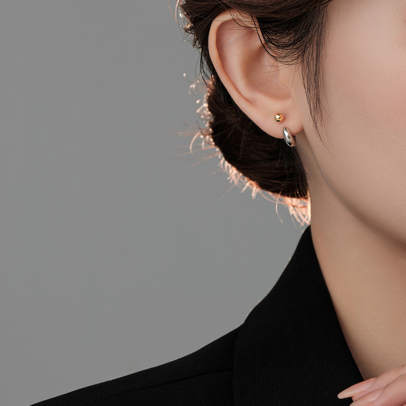 Simple Niche Semi-Circle Earrings Screw Contrast Color Ear Studs Personality Women Earrings