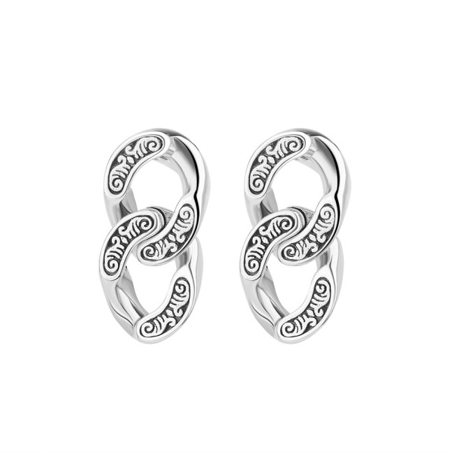 Stud Earrings Female Thailand Silver Long Elegant Earrings Vintage Earings for Women
