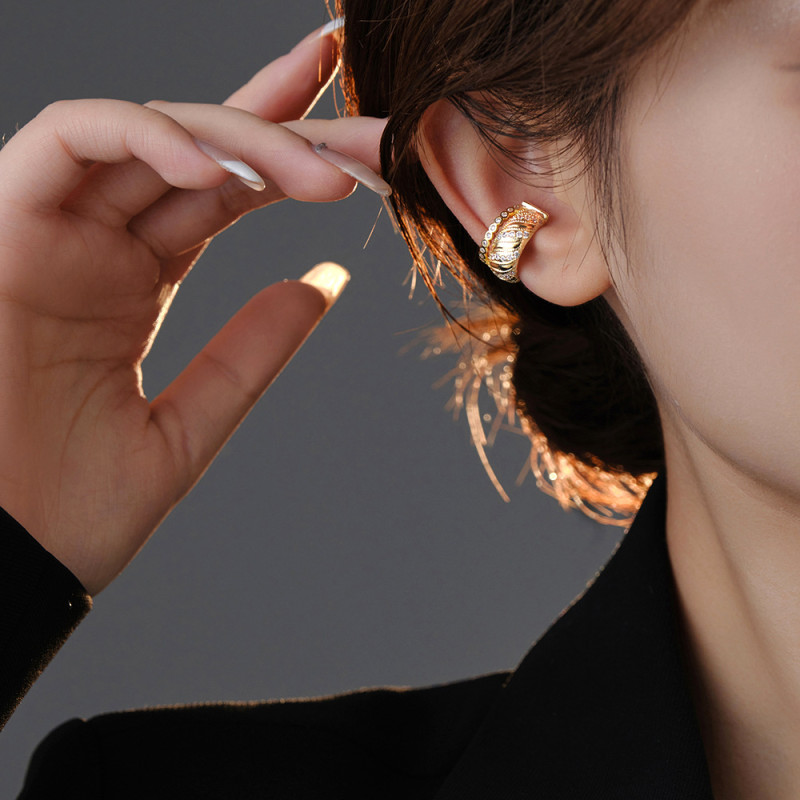 Ear Clip Niche Design Zircon Ear Clip Personality Ear Hanging Korean Earrings