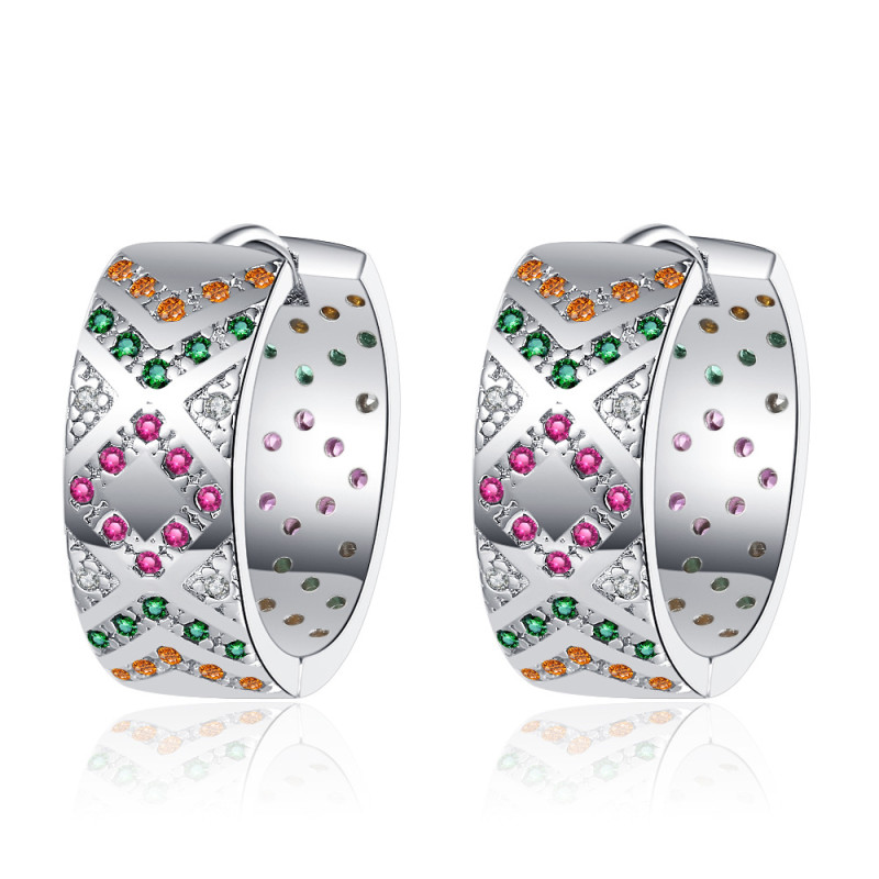 Personalized Earrings Angel  Earrings for Women Zircon Inlaid Diamond Mixed Color Stripe Earrings Hoop Earings