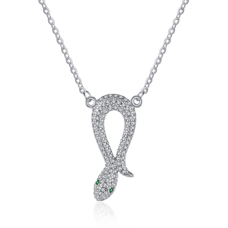 Full Zirconium Diamond Snake Necklace Ins Short Clavicle Chain Simple Year of Snake Pendant Female Necklace for Women