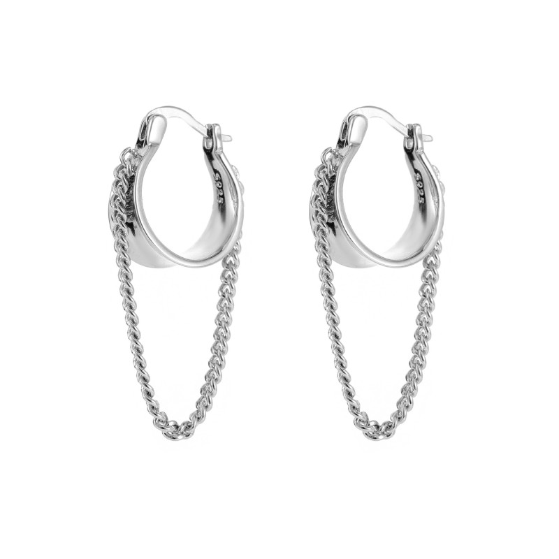 Chain Ear Clip Geometric Ear Ring Glossy Earrings Simple Personality Women's Designer Earrings