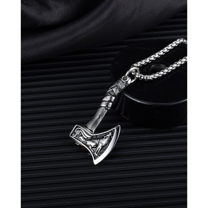 Ornament Personality Retro Viking Axe Pendant Fashion New Titanium Steel Necklace
