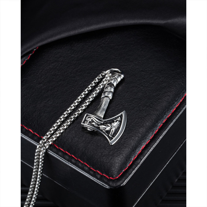 Ornament Personality Retro Viking Axe Pendant Fashion New Titanium Steel Necklace