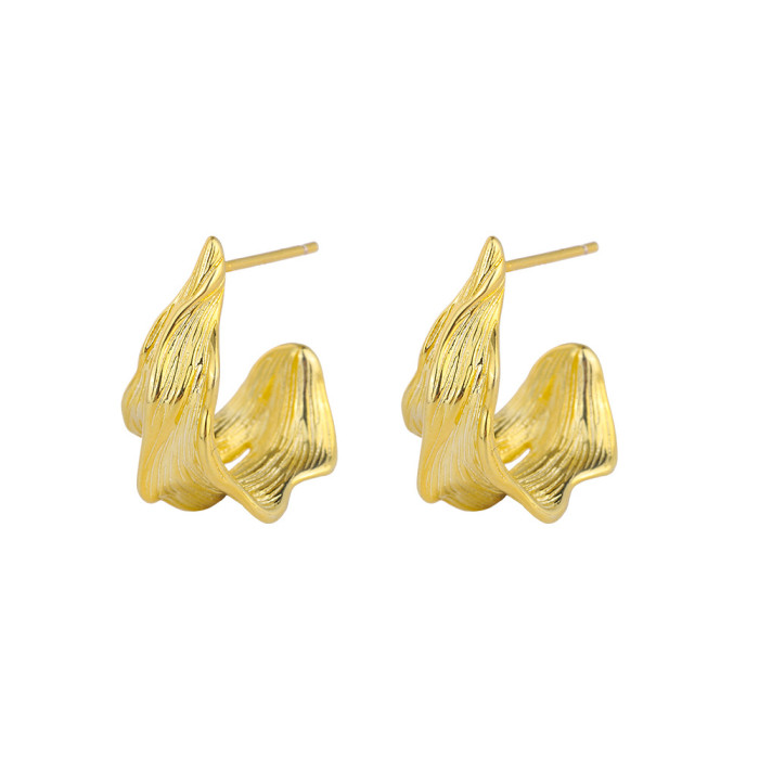 Irregular Tin Foil Texture Stud Earrings for Women  Simple Elegant Original Design Fashionable Earrings Stud Earrings
