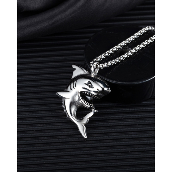 Ornament Personality New Titanium Steel Men's Necklace Trendy Men Street Punk Shark Pendant Necklace Ornament