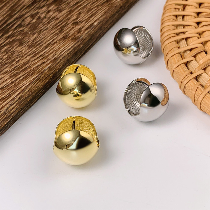 round Ball Glossy Ear Clip Simple Ins Earrings