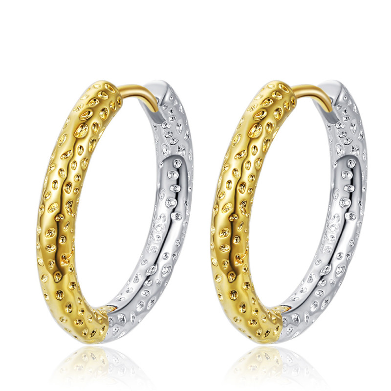 Irregular Texture Circle Ear Clip Gold and Silver Ear Rings Personalized Earrings Women