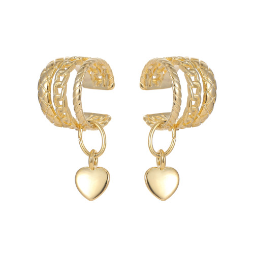 Ear Clip Heart Shape with Diamond Earrings Personalized without Piercings Simple Personality Women's Earrings