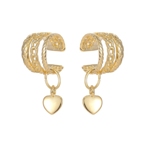 Ear Clip Heart Shape with Diamond Earrings Personalized without Piercings Simple Personality Women's Earrings