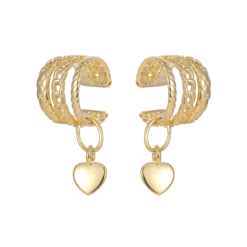 Ear Clip Heart Shape with Diamond Earrings Personalized without Piercings Simple Personality Women's Earrings