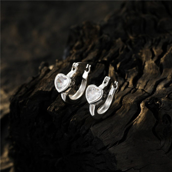 Loving Heart Zircon Ear Clip Earrings Personalized Earrings Simple  Elegant  Earrings Women