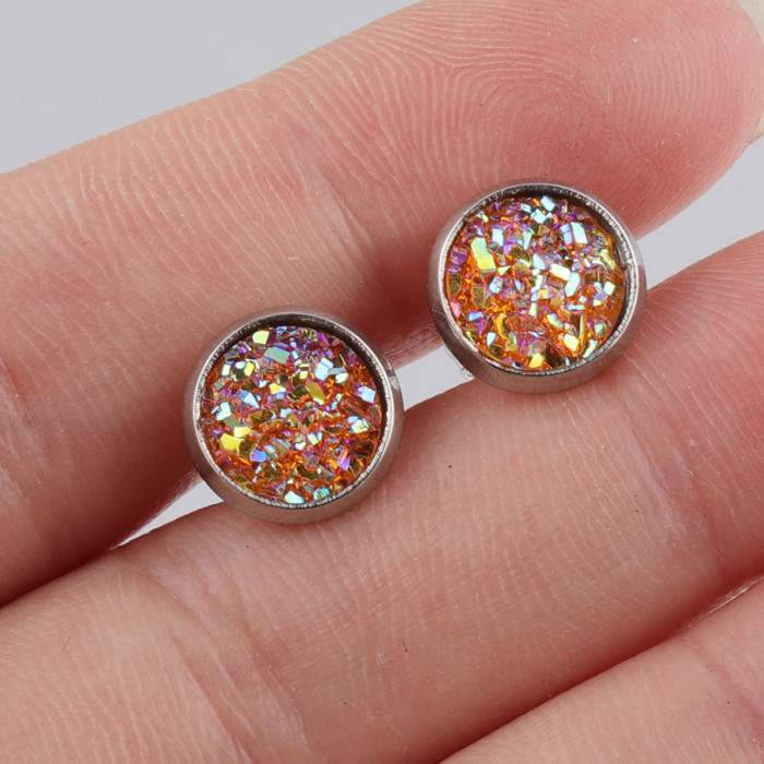8mm Stainless Steel Studs Personalized Simple Starry Earrings