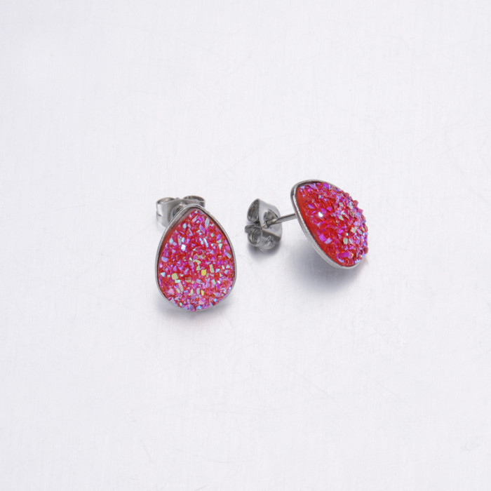 Girls Sweet Resin Starry Earrings Multi-Specification Stainless Steel Water Drop-Shaped Earrings Wholesale