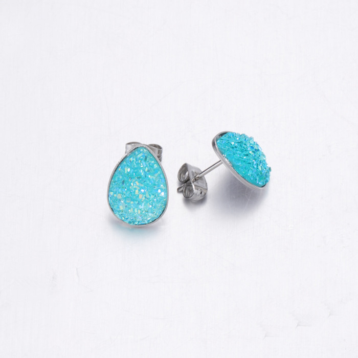 Girls Sweet Resin Starry Earrings Multi-Specification Stainless Steel Water Drop-Shaped Earrings Wholesale