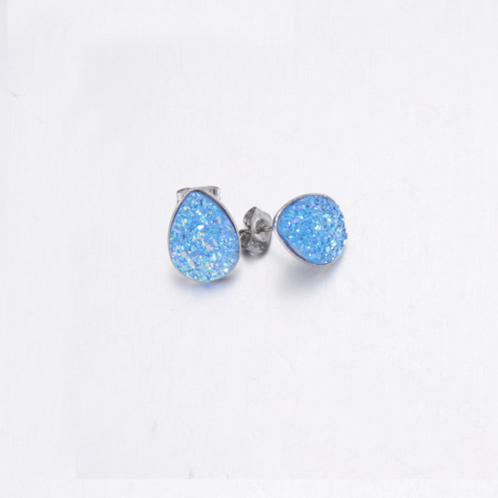 Girls Sweet Resin Starry Earrings Multi-Specification Stainless Steel Water Drop-Shaped Earrings Wholesale