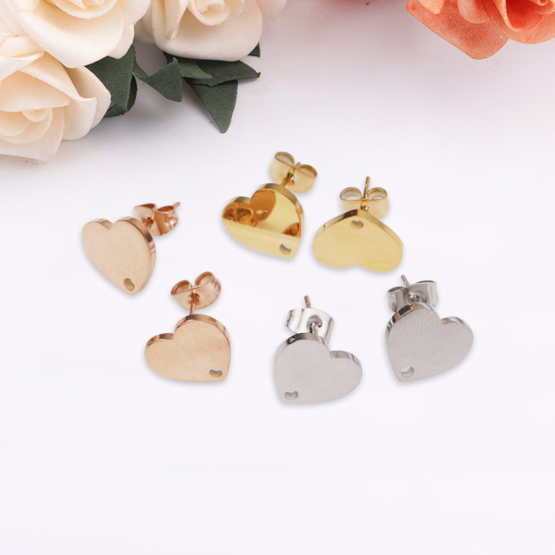 New Korean Style Love Refreshing Stylish Stud Earrings Stainless Steel DIY Stud  Earring Accessories