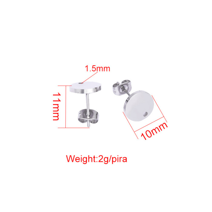Simple Fresh Anti-Allergy Stainless Steel Earrings DIY Environmental Protection round Flat Earring Accessories