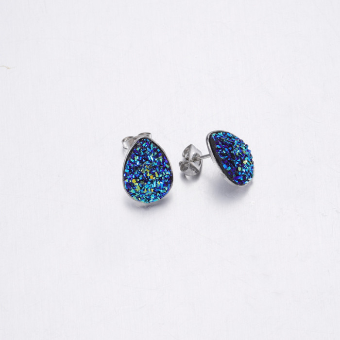 Girls Sweet Resin Starry Earrings Multi-Specification Stainless Steel Water Drop-Shaped Earrings Wholesale