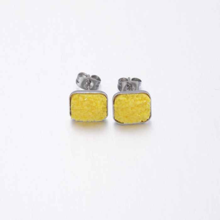 Girls' Sweet Personality Ear Studs Multi-Specification Square Starry Rhinestone Earrings