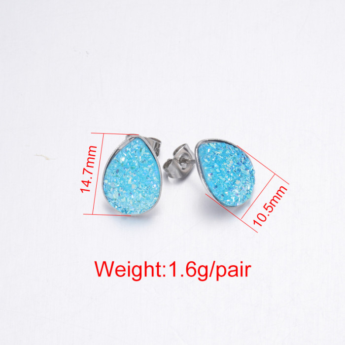 Girls Sweet Resin Starry Earrings Multi-Specification Stainless Steel Water Drop-Shaped Earrings Wholesale