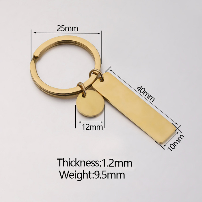 Stainless Steel round Board Keychain DIY Couple Key Ring Buckle Can Carve Writing Decorative Pendant