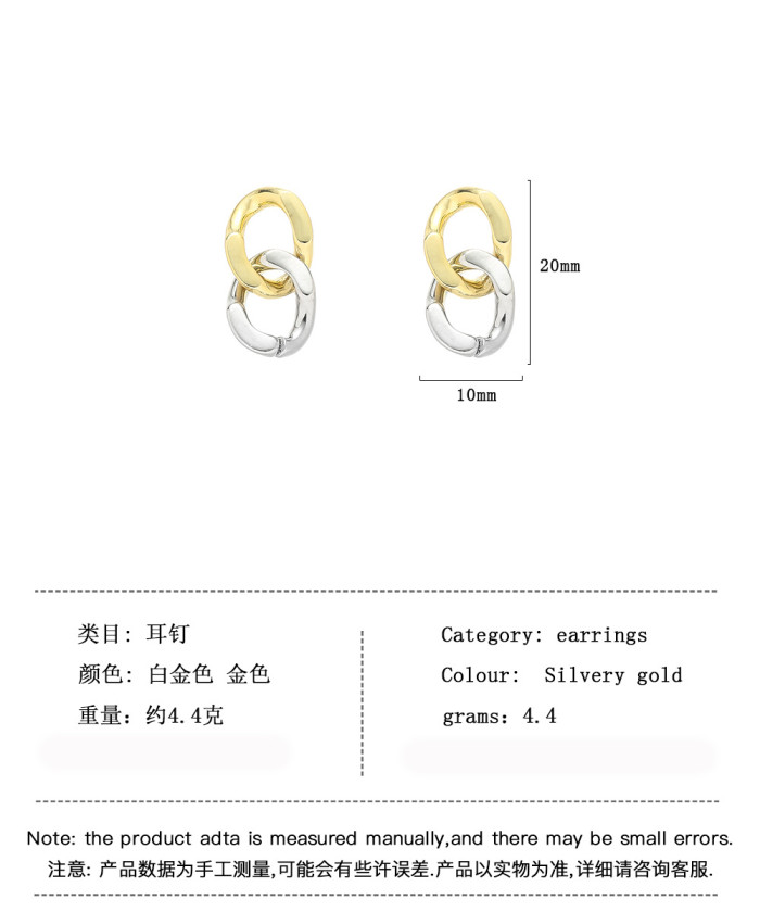 Earring Studs Gold and Silver Color Earrings Women Fashionable Street Ear Studs