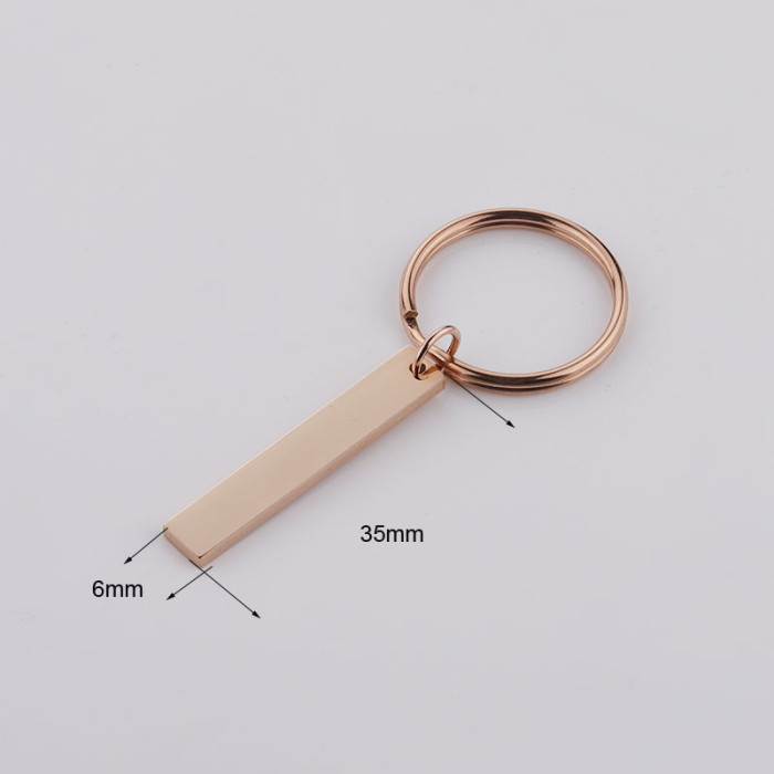 Stainless Steel Long Tag Keychain Glossy Can Carve Writing Logo Keychain Pendant Multi Specification