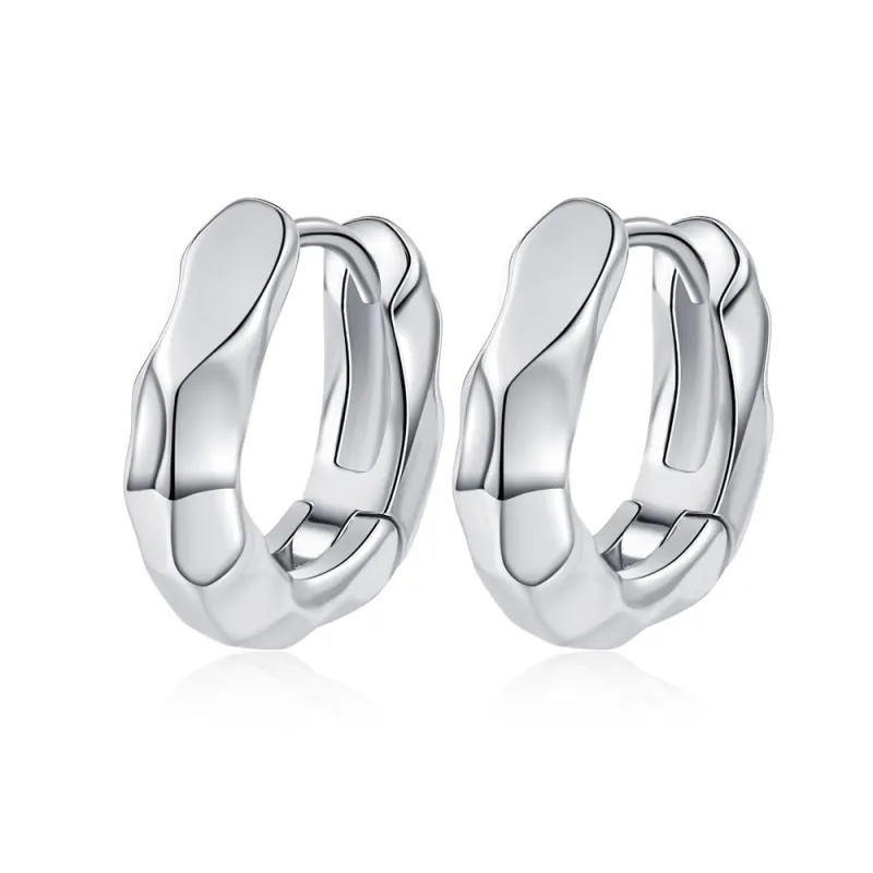 Irregular Texture Circle Ear Clip Women's Simple Design Retro Fashionable Earrings