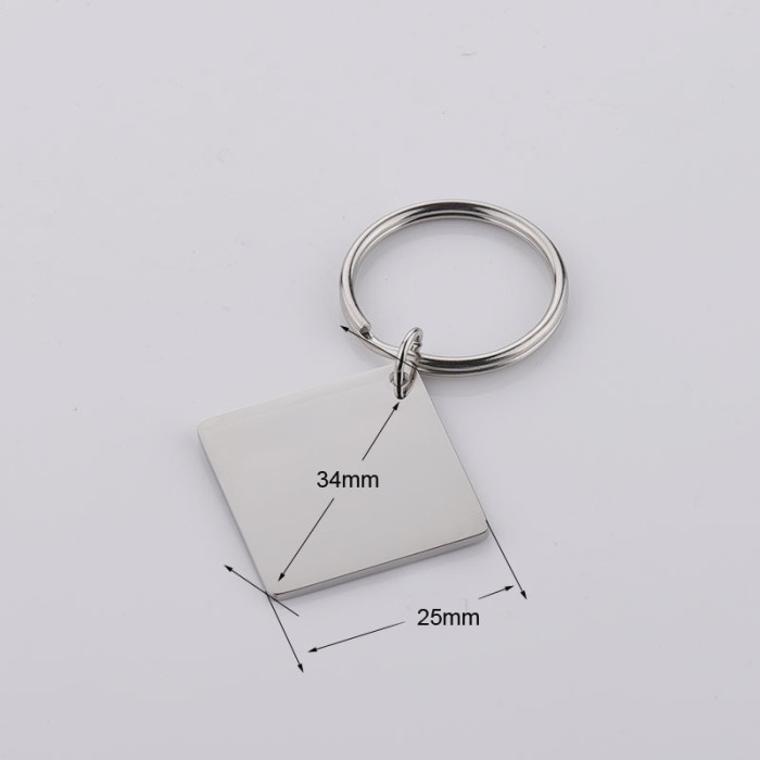 Stainless Steel Long Tag Keychain Glossy Can Carve Writing Logo Keychain Pendant Multi Specification