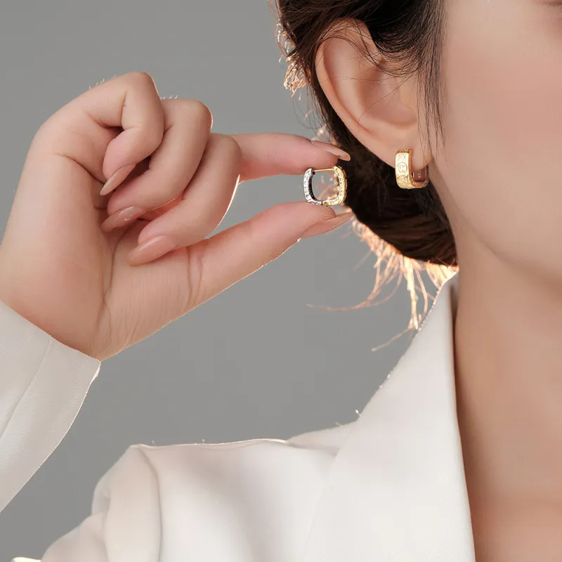 Letter Ear Clip Women's Simple Gold and Silver Personalized Fashion Earrings