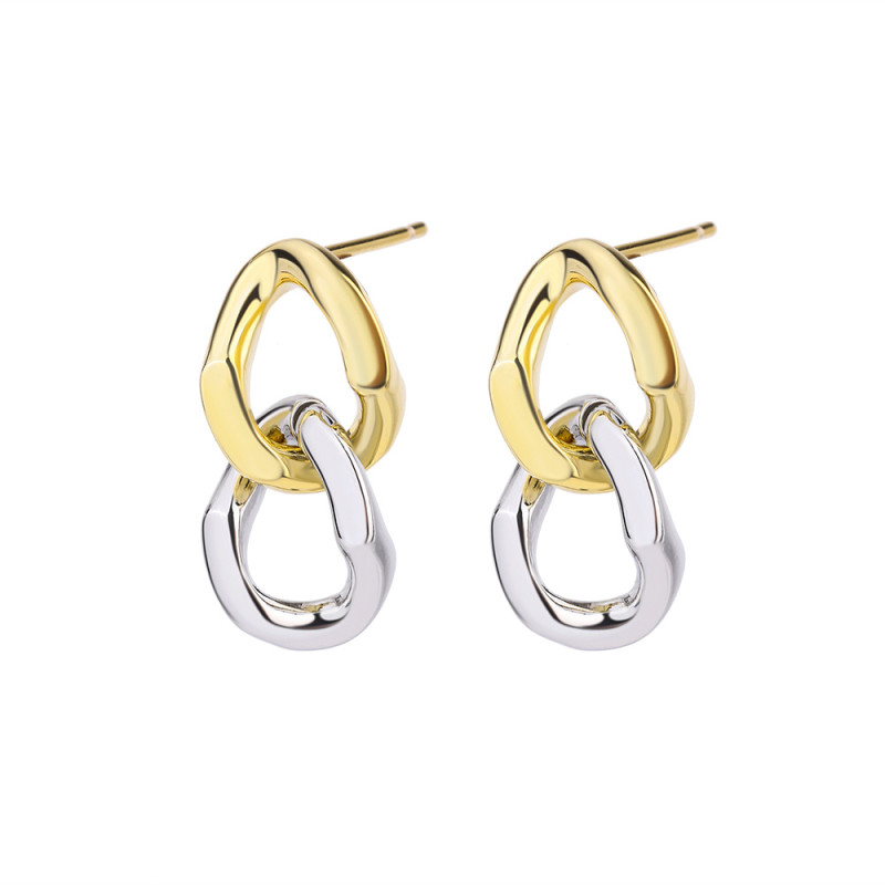 Earring Studs Gold and Silver Color Earrings Women Fashionable Street Ear Studs