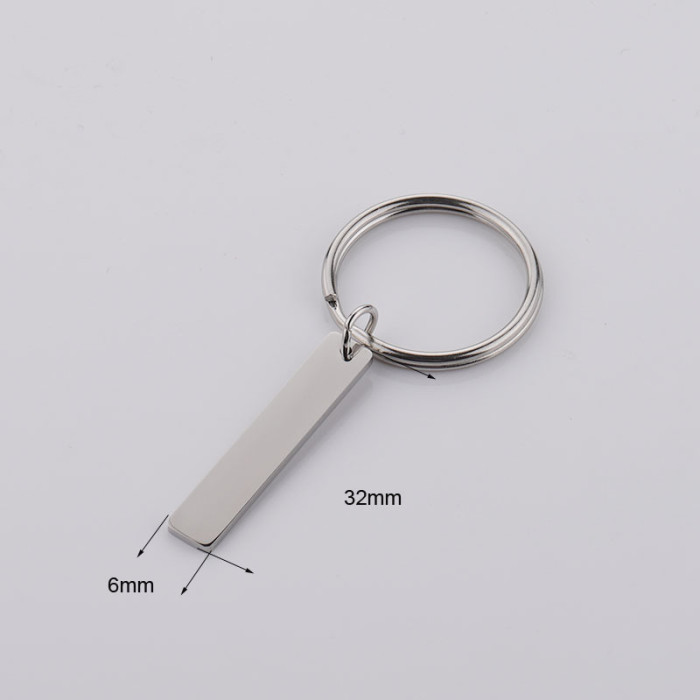 Stainless Steel Long Tag Keychain Glossy Can Carve Writing Logo Keychain Pendant Multi Specification