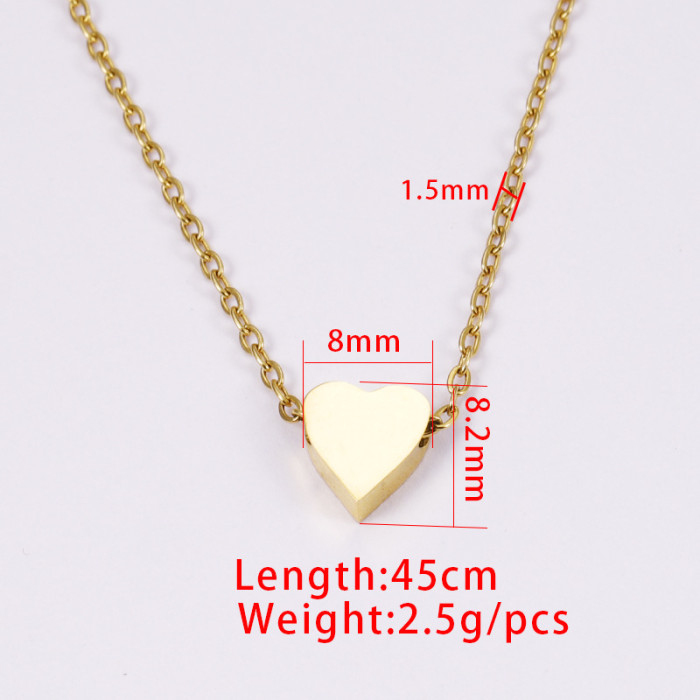 Fashion Personality Perforated Heart-Shaped Collarbone Necklace Necklace Stainless Steel Heart Love Heart Pendant Necklace