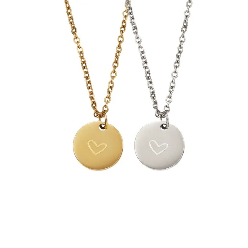 Couple Personality Fashion Necklace Stainless Steel 18K Wafer Corrosion Heart Love Heart Pendant