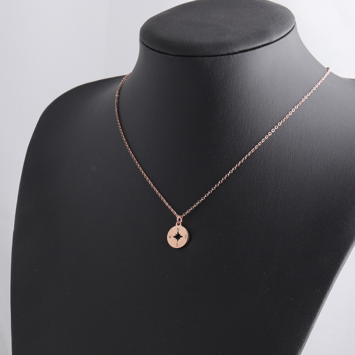 Compass Creative Letters round Necklace Stainless Steel Compass Pendant Necklaces