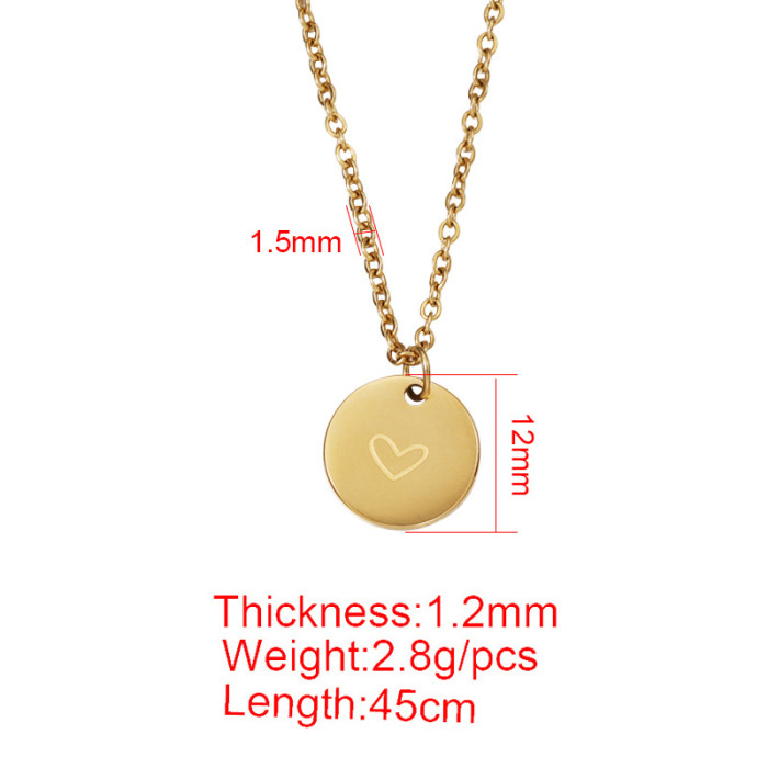 Couple Personality Fashion Necklace Stainless Steel 18K Wafer Corrosion Heart Love Heart Pendant